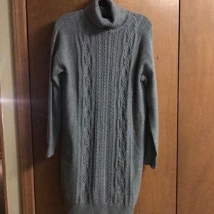 J. Crew Gray Cable Knit Turtleneck Sweater Dress